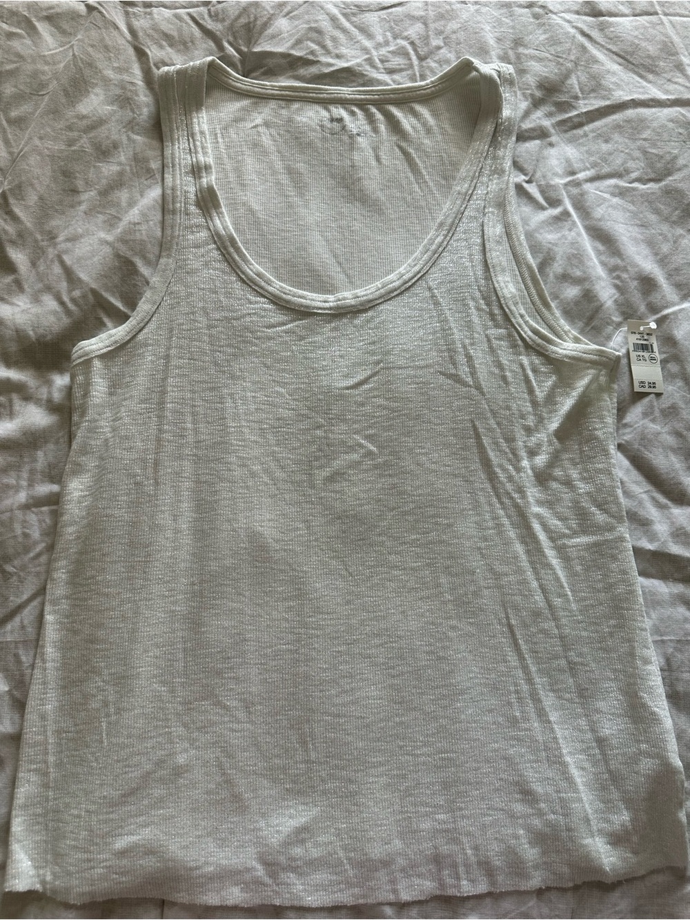 American Eagle Outfitters White Ribbed Scoop Tank
